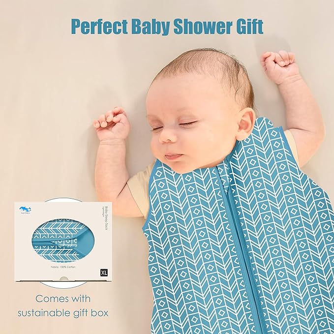 SWEET DOLPHIN Baby Sleep Sack 18-24 Months - 100% Cotton 2-Way Zipper TOG 0.5 Infant Wearable Blanket, Newborn Essentials Toddler 3 Pack Sleeping Sacks - Peacock Blue