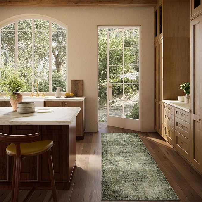 Machine Washable Kitchen Runner Rug: 2'x6' Hallway Rug Non Slip Low-Pile Stain Resistant Soft Carpet Runners for Entryway Hallways Kitchen Laundry Room Beside Farmhouse