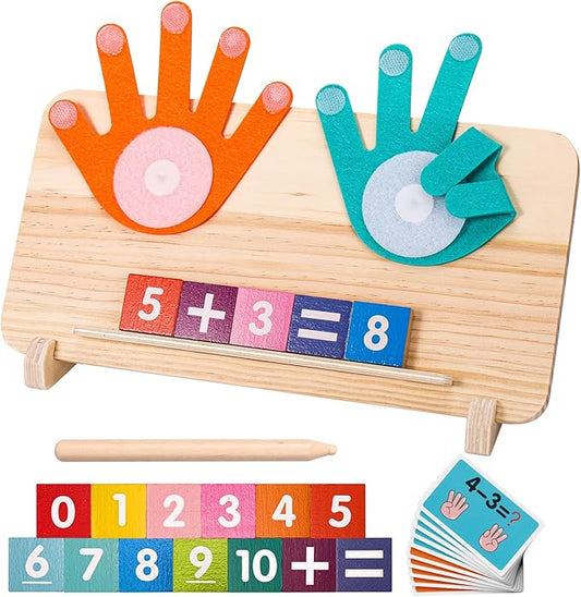 2 in 1 Math Toy for Toddlers 3 4 5 6 7,Addition and Subtraction Math Games for Kids 5-7,Math Manipulatives Kindergarten Preschool Classroom Must Haves Educational Number Blocks Learning Toys