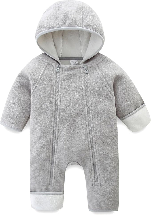 Newborn Baby Fleece Jumpsuit Girls Boys Winter Hooded Coverall Romper Cute Baby Snowsuit Clothes