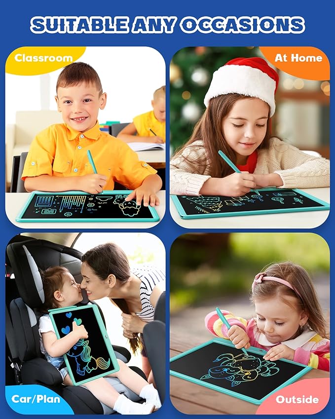 Bravokids 15 Inch LCD Writing Tablet for 3 Year Olds - Electronic Drawing Pad and Doodle Board as Educational Birthday Gifts for Girls and Boys (Blue)