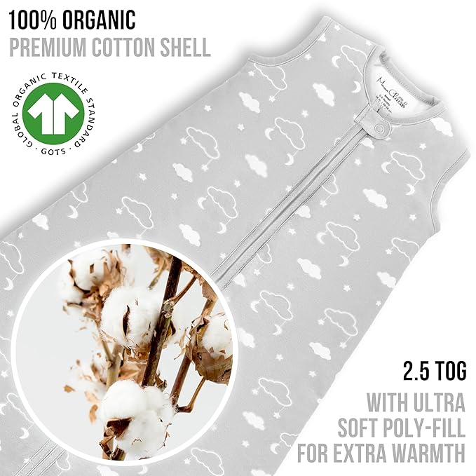 Mama Cheetah Baby Sleep Sack 2.5 TOG, Winter Baby Sleeping Bag with 2-Way Zipper, Organic Cotton Swaddle Transition Wearable Blanket for Boy Girl Infant Toddler, 12-18 Months, 1-Pack