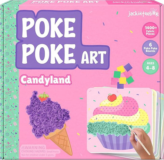 jackinthebox Poke Poke Art for Kids - Candyland Theme, Mess-Free Fabric Art and Craft, Flower Pressing Kits, Gift for Kids, Girl Gifts, DIY Activity Boy Gift, Toys for Girls and Boys Ages 4 5 6 7 8
