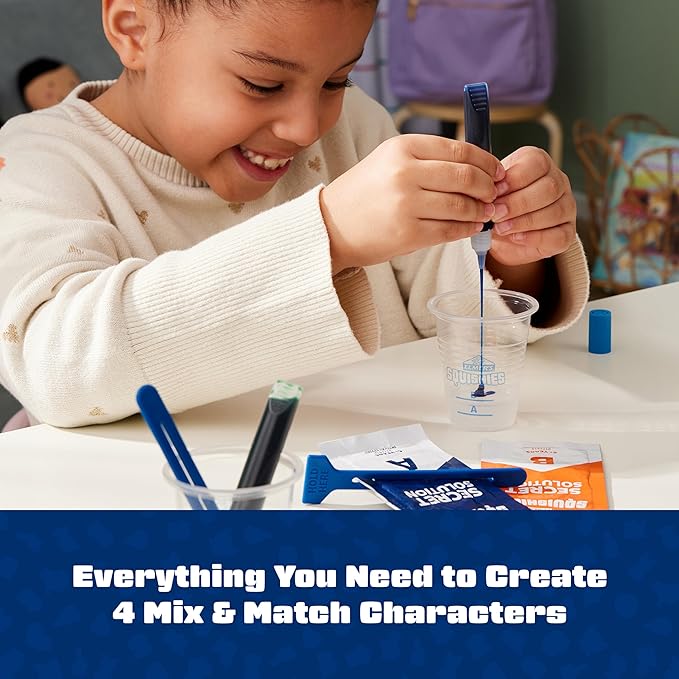 Elmer's Squishies Mix and Match, DIY Squishy Toys, Kids Crafts, Creates 4 Mix and Match Characters, 24 Piece Kit