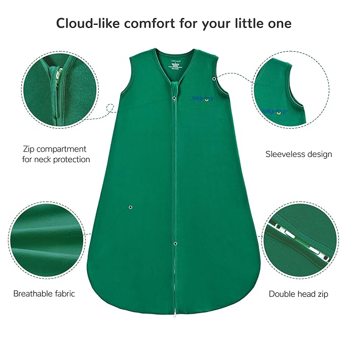 JELLYMONI Baby Sleep Sack 18-24 Months 100% Cotton Wearable Blanket, 0.5 TOG Soft Lightweight Toddler Sleeping Sack 3 Pack 2-Way Zipper Newborn Sleep Sacks