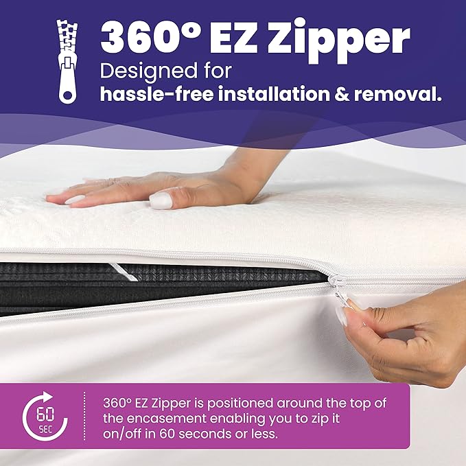 Twin XL Size Waterproof Viscose Made from Bamboo Mattress Encasement by Slumberfy - Premium Skin-Safe Mattress Protector with 360° EZ Zipper Bug, Zippered Encasement (39x80 in)
