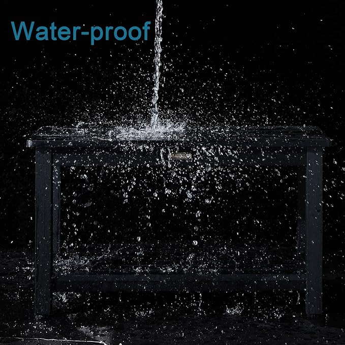 30'' Waterproof Shower Stool, Poly Lumber Shower Bench Seat for Shaving Legs, HDPS Plastic Bath Chair Seat, Non-Slip & No Maintenance, Black, Weight Capacity 700LBS (30 x 13 Inches)