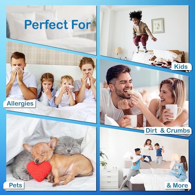 National Allergy Superior 100% Cotton King Mattress Protector Zippered - 78" x 80" x 9" - Hypoallergenic Bed Encasement - Breathable Dust Proof Cover - AAFA & Oeko-TEX Standard 100 Certified