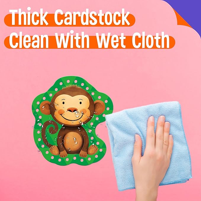 9 PCS Kids Lacing Cards, 9 Double Sided Wild Animals Sewing Cards with 9 Colorful Laces, Educational & Learning Toys for Preschoolers, Kids Ages 3+