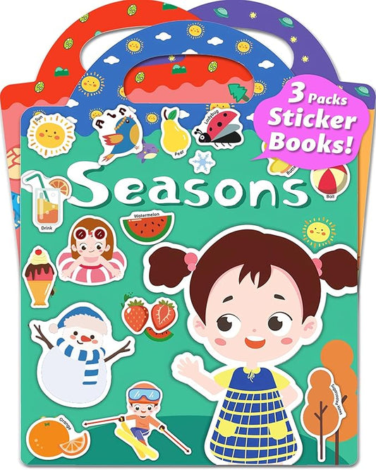 Reusable Sticker Book for Toddlers 2-4 Years, Stickers for Kids, Toddler Sticker Book Ages 1-3, Toddler Craft Activities, Toddlers Travel Toys Ages 2+ Boy Girl Birthday Gifts