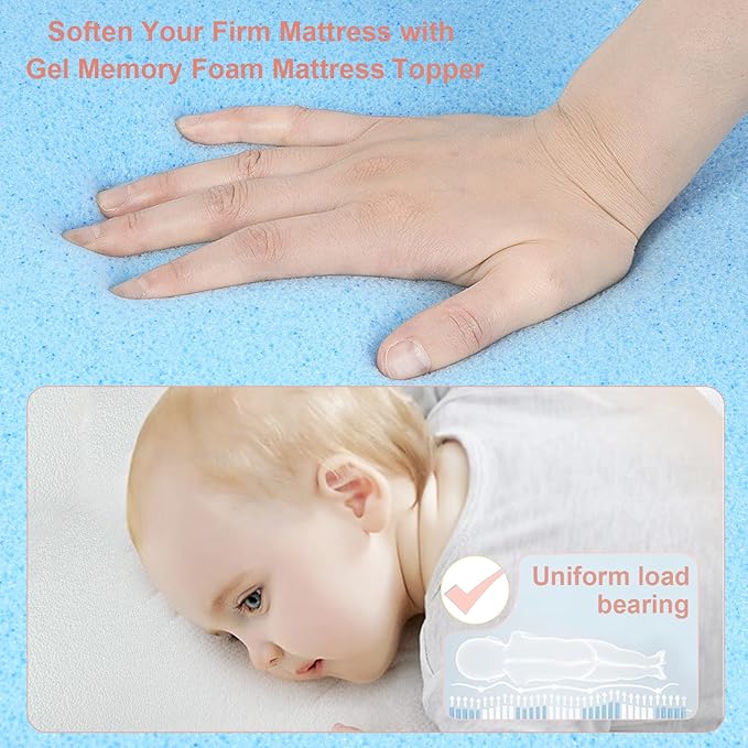 ANGELBLISS Bassinet Mattress Topper, Gel Memory Foam Mattress with Removable Cover Fit for AMKE Bassinet (35" x 20"), Bellababy, Evolur Stellar and Yamesmile Bassinets, Waterproof Soft Mattress