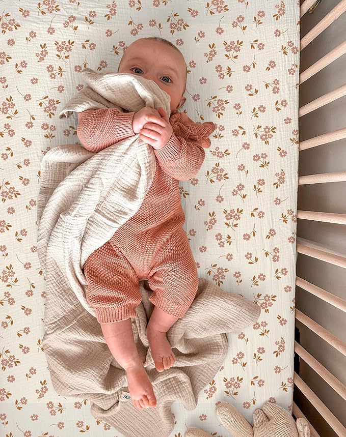Bassinet Sheet for Baby Boy and Girl 2 Pack, Fitted Sheets for Rectangle, Oval, Hourglass Bassinet Mattress, Muslin Moses Basket Sheets with Neutral Style (Floral & Pink)