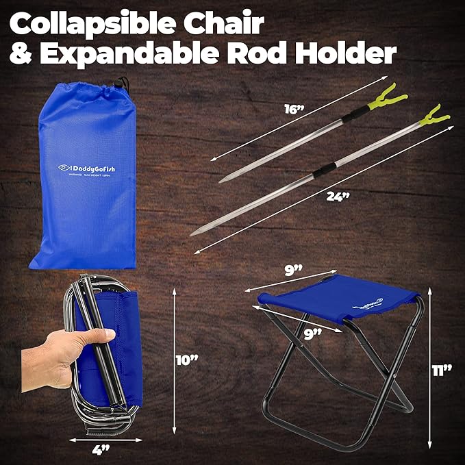 DaddyGoFish Kids Fishing Pole - Rod Reel Combo Tackle Box Starter Set - First Year Small Gear Kit for Boys Girls Toddler Youth Age Beginner Little Children