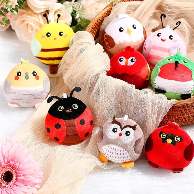 Libima 9 Pcs Mini Stuffed Animals Keychains 3.15 Inch Small Plush Cute Ornaments Bulk Toys for Baby Shower Birthday Party Decors Gift Bags Fillers Halloween Christmas Basket Stuffers(Flying Animals)