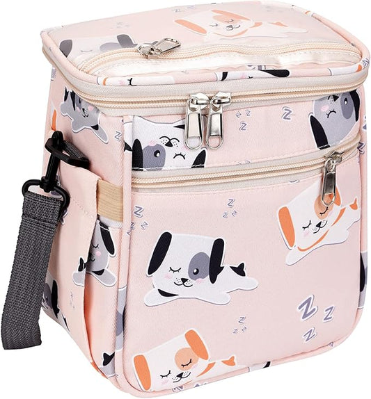 Baby Stroller Organizer Bag，Small Diaper Bag - Universal Stroller Organizer With Insulated Cup Holder,Pocket With Baby Wipes Dispenser，Adjustable Shoulder Strap(pink)