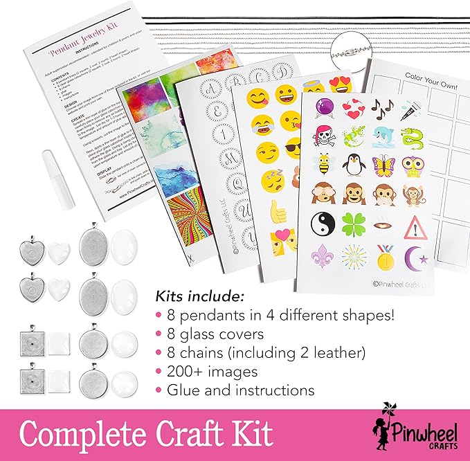 Pinwheel Crafts Pendant Jewelry Making Kit for Girls 8-12+ Years, Necklace and Bracelet Making Kit for Kids – Single Craft to Create Multiple Necklace & Bracelet for Teens with 200 Designs