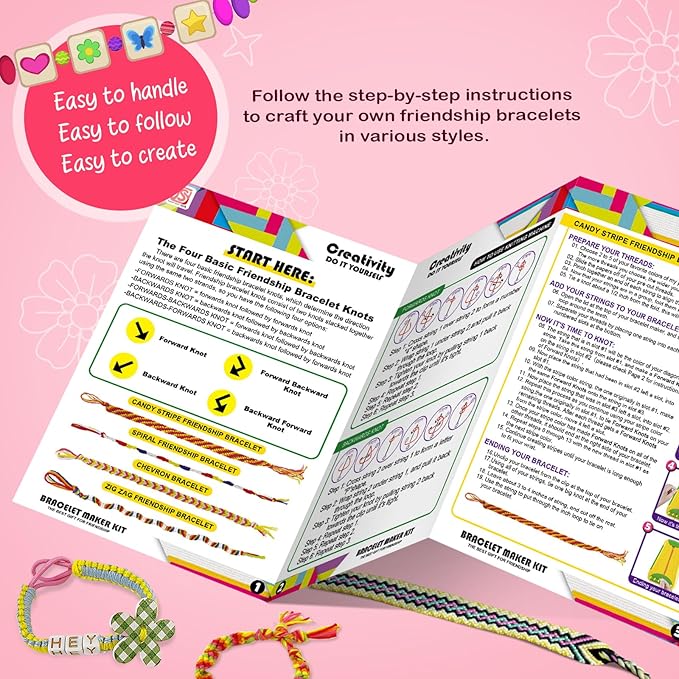 Bracelet Making Kit for Girls - Friendship Bracelet Kit - Christmas Gifts for Ages 6 7 8 9 10 11 12 Year Old Girl Birthday Gifts, Arts and Crafts for Kids Ages 8-12 Teen Bracelets DIY Maker Pink Coral