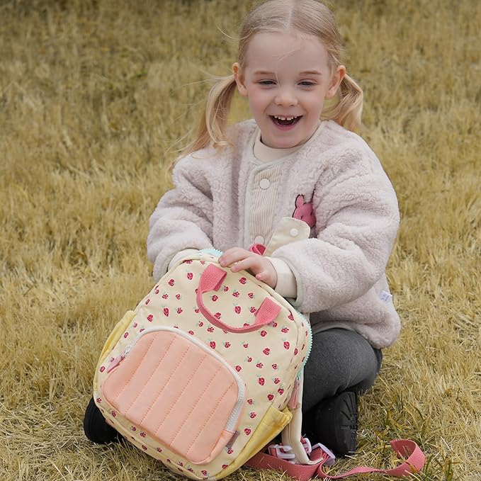 GAGAKU Toddler Backpack for Girls - Kids Mini Bag 2-6 years old Cartoon Breathable Comfortable Preschool Daypack for School Travel - Pink Strawberry