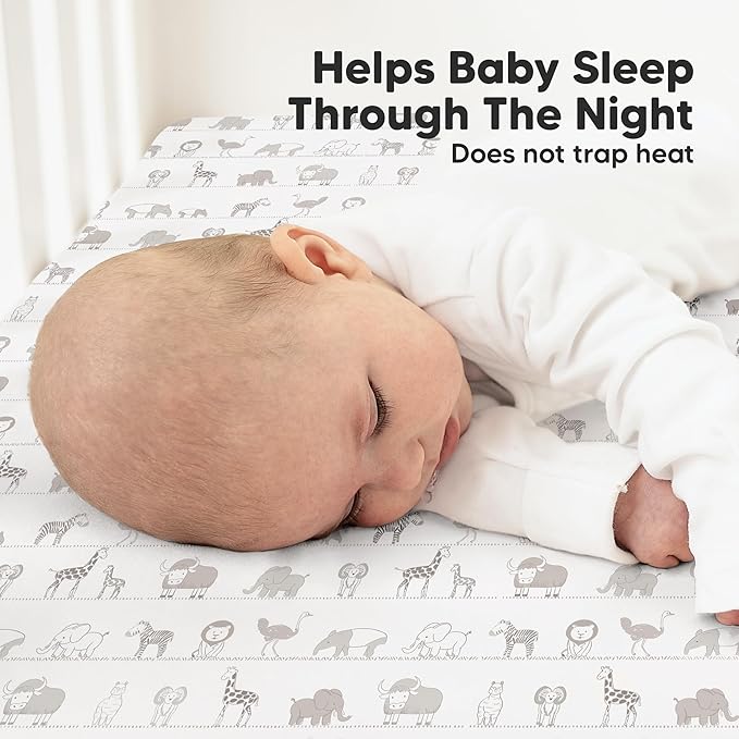 KeaBabies 2-Pack Organic Crib Sheets for Boys, Girls - 52x28 Fitted Crib Mattress Sheet Neutral, Breathable Jersey Cotton Cover for Baby Bed, Toddler Mattress, Soft & Cute Prints (Savannah)