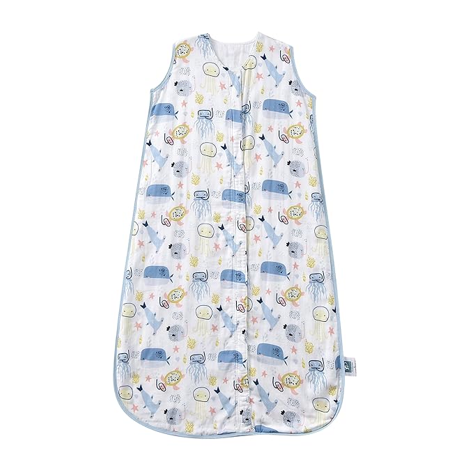 Baby Sleep Sack 1-2 T Baby Wearable Blanket 100% Organic Cotton 0.5 TOG Muslin Toddler Sleeping Sacks 2- Way Zipper Warm 12-24 Months
