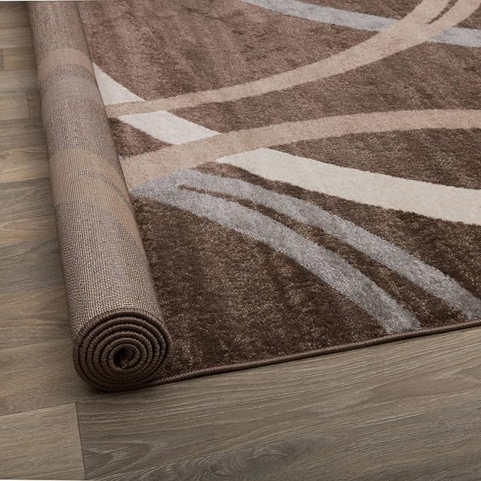 Rugshop Modern Wavy Circles Design Area Rug 2'7" x 4' Brown