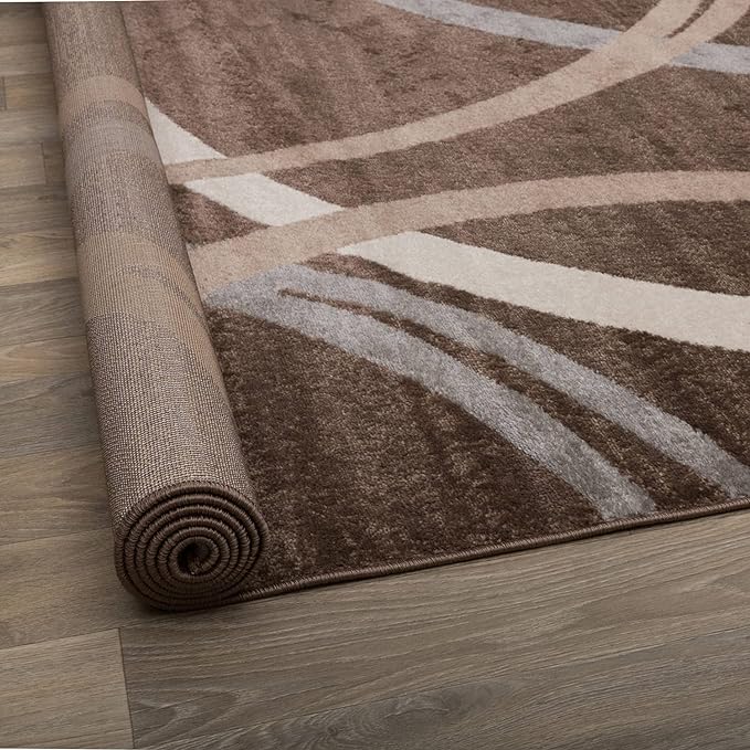 Rugshop Modern Wavy Circles Design Runner Rug 2'7" x 6' Brown