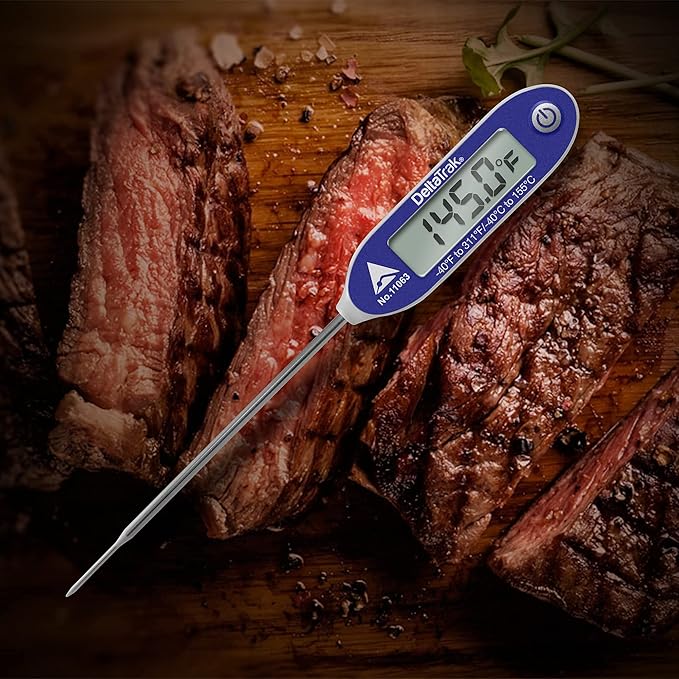 DeltaTrakessentials 11063 FlashCheck Jumbo Display Auto-Cal Needle Probe Thermometer