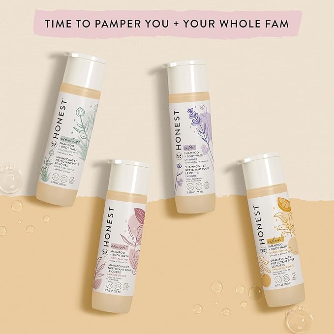 The Honest Company 2-in-1 Cleansing Shampoo + Body Wash and Face + Body Lotion Bundle | Gentle for Baby | Naturally Derived | Citrus Vanilla Refresh, 18.5 fl oz