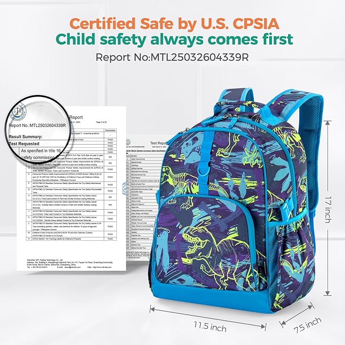 Choco Mocha Tie-Dye Backpack for Boys, Elementary School Backpack for Boys Ages 6-8 Kids Kindergarten Backpack Bookbag 17 Inch with Chest Strap, Blue Black