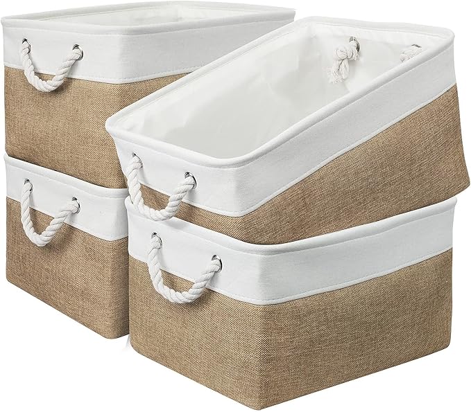 Storage Basket Fabric Sturdy Canvas Storage Bins Organizer with Handles for Clothes and Storage Foldable Storage Boxes Cubes