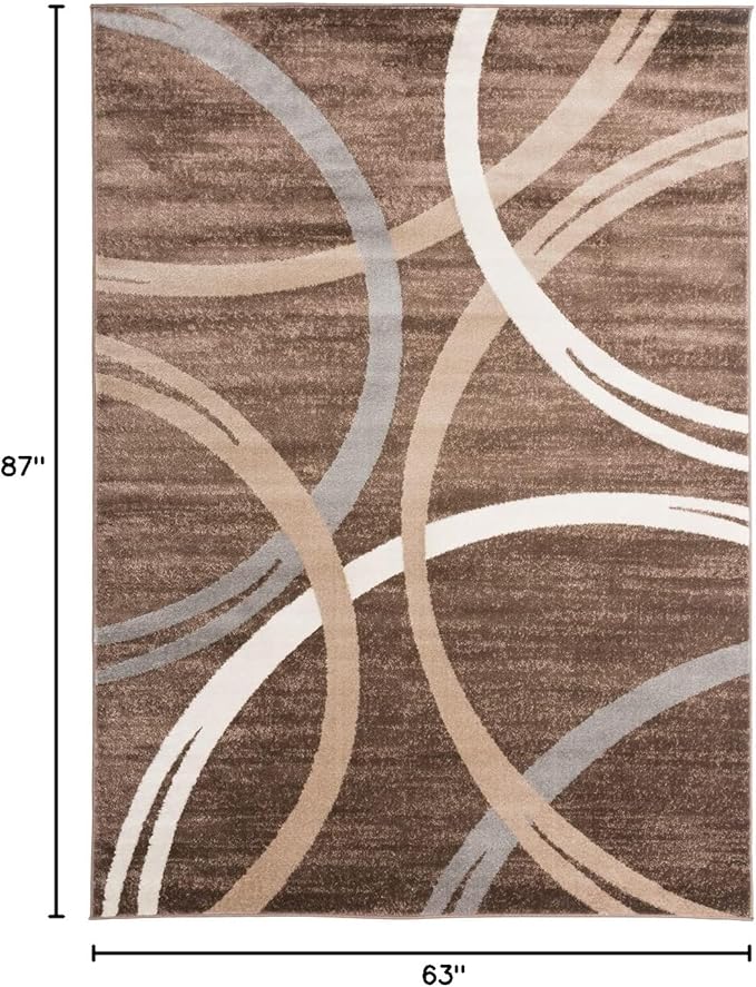 Rugshop Modern Wavy Circles Design Area Rug 5' 3" x 7' 3" Brown