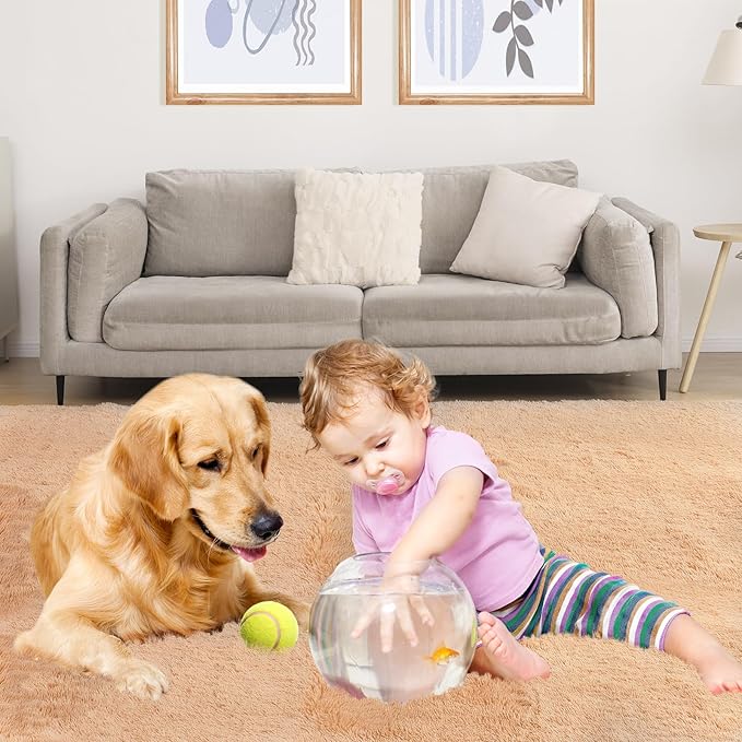 Luxury 4x6 Area Rug, Ultra Soft Rugs for Living Room, Plush Carpet Rugs for Bedroom, Non-Slip Indoor Rug for Nursery, Study Room, Playroom, Home Decor, Camel