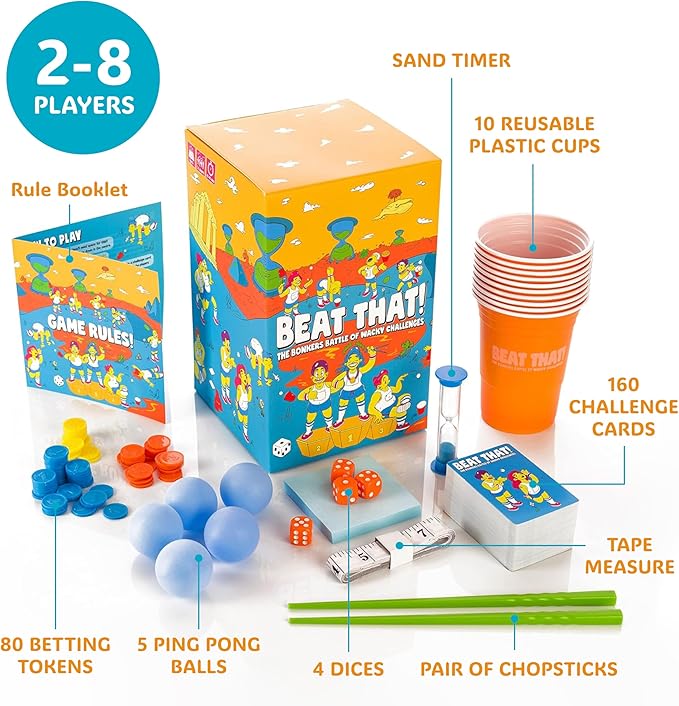 Gutter Games Beat That! - The Bonkers Battle of Wacky Challenges [Family Party Game for Kids & Adults]