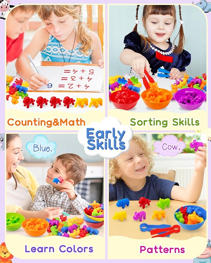Yetonamr Counting Dinosaurs Montessori Toys for 3 4 5 Years Old Boys Girls, Toddler Preschool Learning Activities Toy for Kids Ages 3-5, 4-8, Birthday Gifts Sensory Toys