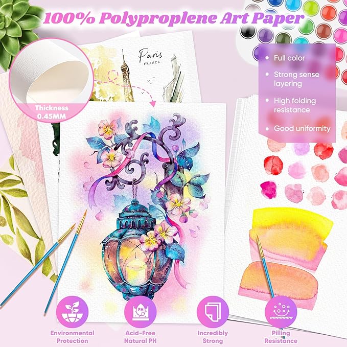 128 Sheets Watercolor Paper Bulk, Easter Basket Stuffers, 5"x7" 140lb/300gsm Cold Press White Water Color Paper for Teacher Students, Classroom Must Have, Study Essentials, College School Supplies