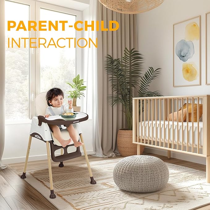 3 in 1 High Chairs for Babies and Toddlers, Convertible High Chair, High Chair with Foot Rest and Double Tray, Easy to Clean, Compact and Versatile, Perfect for Growing Kids, Cream