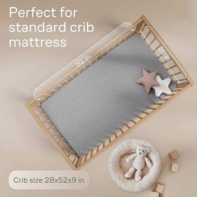 Niagara Crib 2 Pack 100% Waterproof Mattress Protector, Soft Breathable Crib Mattress Protector with Deep Pocket, Mattress Pad for Toddler and Baby (52x28, White, Gray) - Viscose Made from Bamboo
