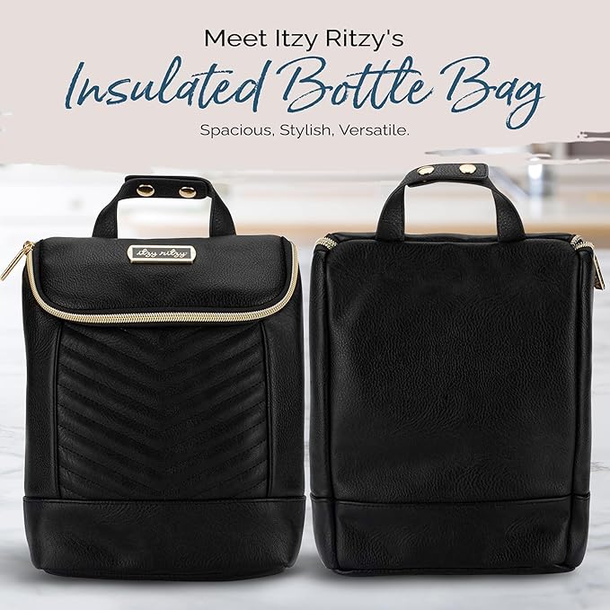 Itzy Ritzy Insulated Bottle Bag – Keeps Bottles Warm or Cool - Holds 3 Bottles and Features Interior Pocket For Ice Pack (Not Included), Jetsetter
