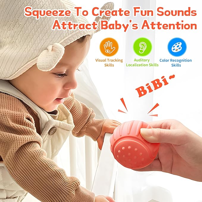 Sensory Balls for Baby, Soft Textured Multi Sensory Toys Montessori Toys for Babies Toddler Ball Toys Gift Set BPA Free Montessori Infant Baby Toys 6 to 12 Months
