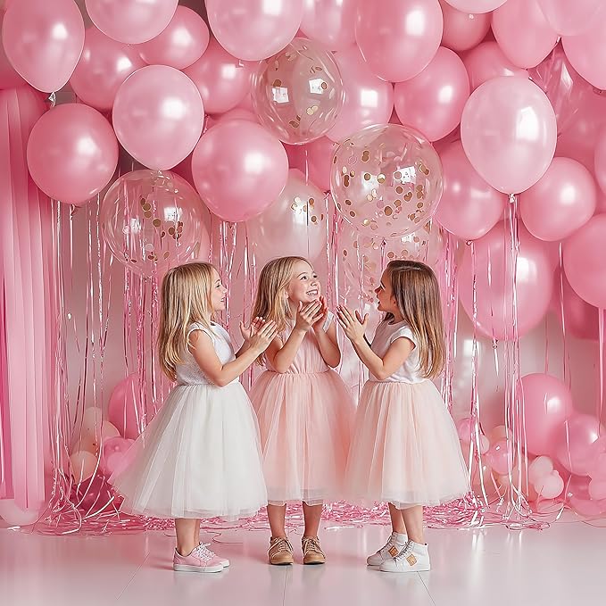 JOYIN 150 Pcs Pastel Pink Balloons, Different Sizes 18 12 10 5 Inch Pastel Pink Latex Balloon Arch Kit with Instruction for Birthday Decoration Party Graduation Wedding Holiday