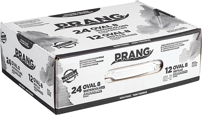 Prang Oval Pan Watercolor Set Master Pack, 8 Assorted Colors, 12 Refill Trays, 24 Paint Sets