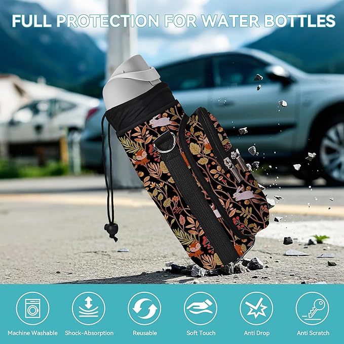 25/32/40/64oz Water Bottle Bag Holder Carrier-Insulated Crossbody Sling Case Sleeve with Strap & Pockets for Men Women Gym Cycling Travel Walking Hiking Camping