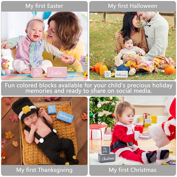 Gray Monthly Milestone Blocks with Bag. Baby Age Blocks for Girl or Boy Baby Photo Props. Month Baby Milestone Blocks with Grammatically Correct Month and Year