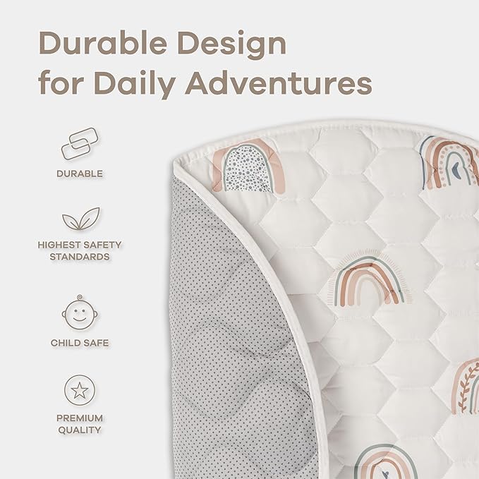 Comfy Cubs Rectangle Kids Play Mat - Medium 48 x 72 inches Soft Quilted Baby Floor Mat with Non-Slip Bottom - Plush Design for Toddlers Playtime and Relaxation - Comfortable and Durable - Rainbow