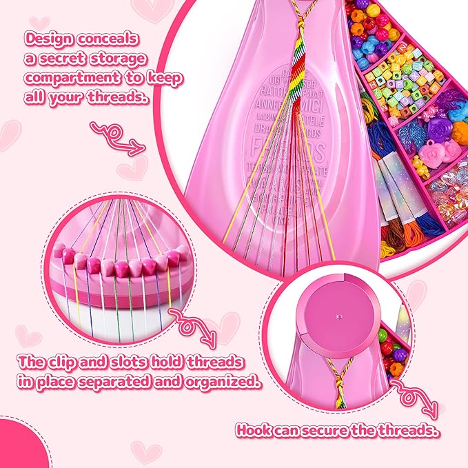 P&C Friendship Bracelet Making Kit for Girls Age 8-12 with 422 Beads & 20 Threads - Arts and Crafts for Kids Jewelry Making Kit - Christmas Birthday Gifts - Easy Bracelet Maker