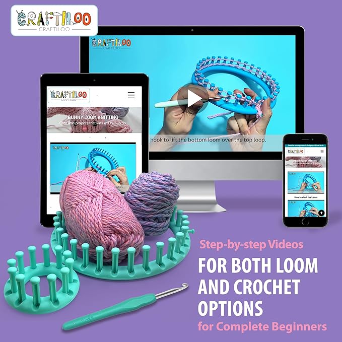 CRAFTILOO Loom Knitting and Crochet kit for Kids Crochet kit for Beginners Knitting kit for Beginners Knitting Loom Learn to Crochet Kits for Adults Beginner