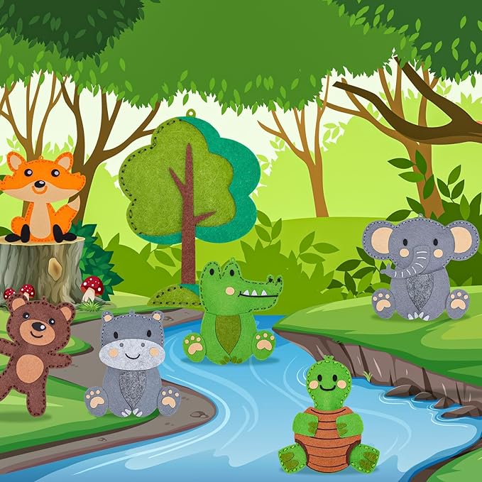 Garma Animal Sewing Kit for Kids - 14 in 1 Kids Sewing Crafts Kit for Beginners - Mini Sewing Kits for Kid 5-8 8-12 - Easy Sew Your Own Felt Animals DIY Craft Set for Boys & Girls Birthday