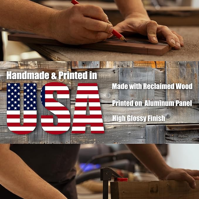 MUNDAZE Custom Portrait Metal Print on Reclaimed Wood Pallet Frame – Personalized Family Photo Gift – Glossy Aluminum Wall Art Keepsake – Made and Shipped in USA (10 x 8)