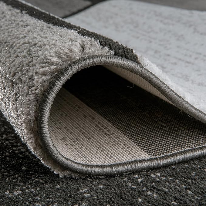 Rugshop Contemporary Modern Boxes for Home Office,Living Room,Bedroom,Kitchen Non Shedding Runner Rug 2'7" x 6' Gray