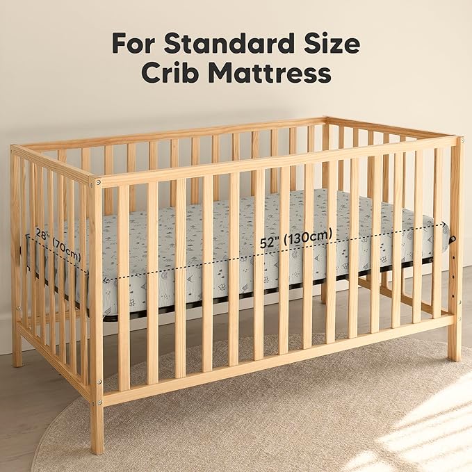 KeaBabies 2-Pack Muslin Crib Sheets for Boys, Girls - 100% Organic Cotton Fitted Baby Crib Mattress Sheet, Soft Breathable Standard Toddler Bed Cover Bedding Set, Neutral, Durable 52x28 (Woodland)